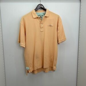 Orvis Polo Shirt Men Size M Casual Short Sleeve Yellow Cotton Golf
